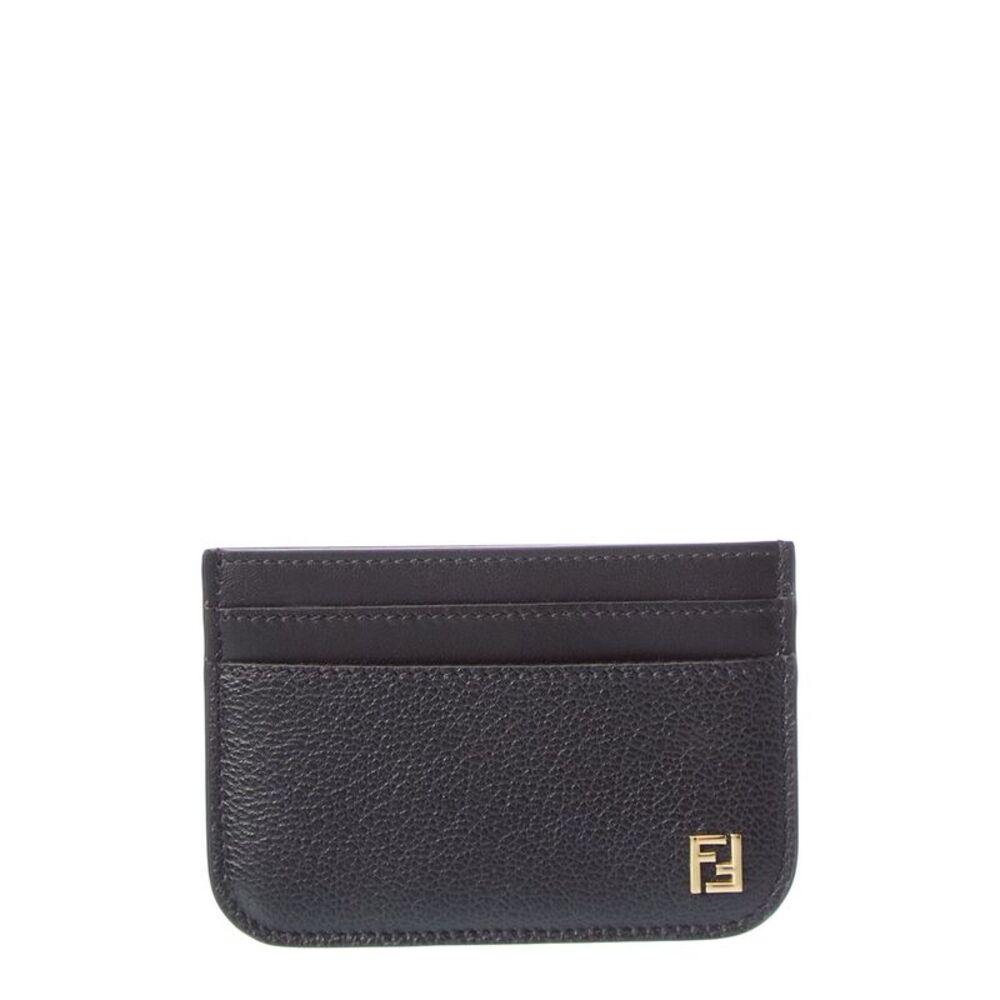 Fendi Ff Leather Card Case, Black